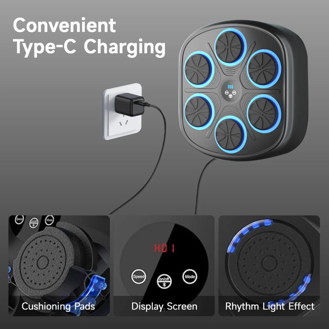 Unisex interactive boxing machine with sensor feedback; compact, adjustable for all ages; ideal for rhythm-driven fitness wor