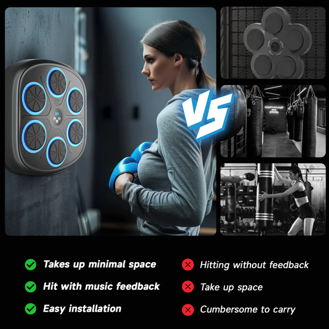 Unisex interactive boxing machine with sensor feedback; compact, adjustable for all ages; ideal for rhythm-driven fitness wor