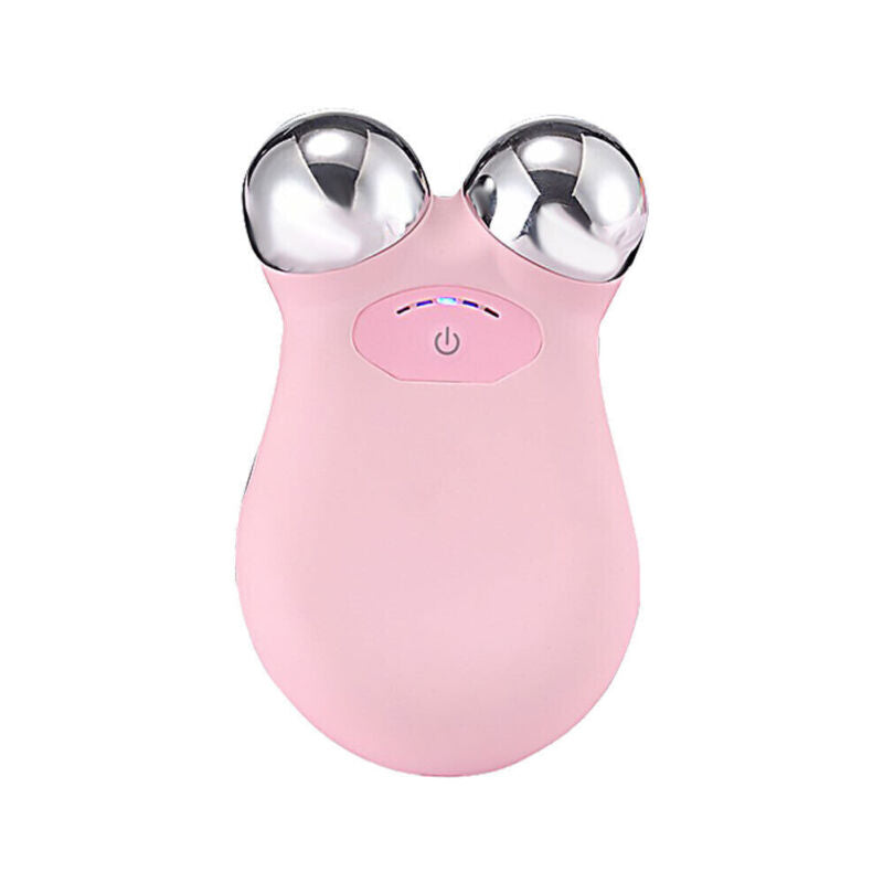 "Unisex microcurrent face lifting device in white, blue, pink. Sleek design for smoother, firmer skin; ergonomic for easy han