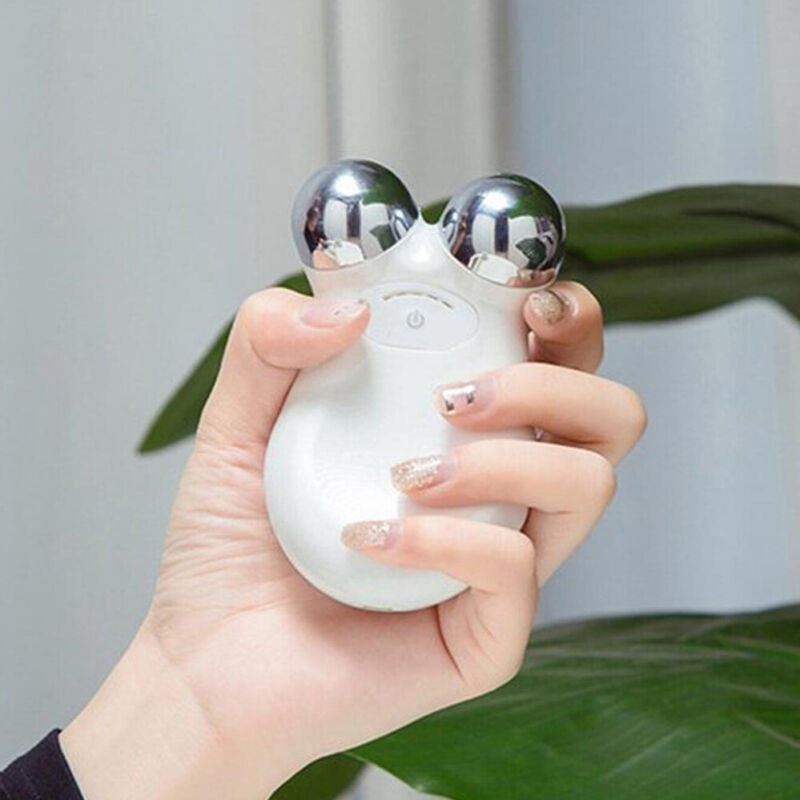 "Unisex microcurrent face lifting device in white, blue, pink. Sleek design for smoother, firmer skin; ergonomic for easy han