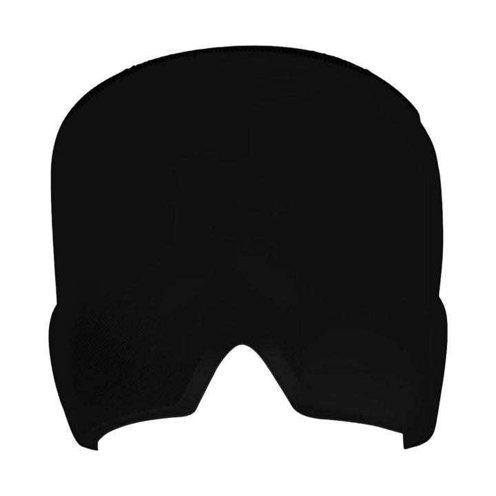 Unisex migraine relief cap in black, offers hot and cold therapy, soft fabric, covers eyes, designed for headache relief.
