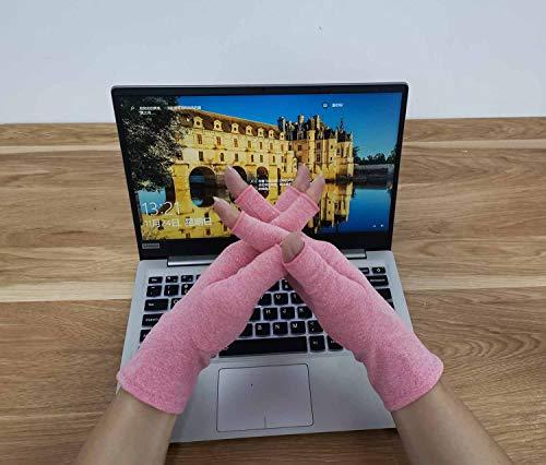 Unisex therapeutic heat gloves for pain relief, open fingertip, breathable cotton-spandex, various colors, health & wellness.