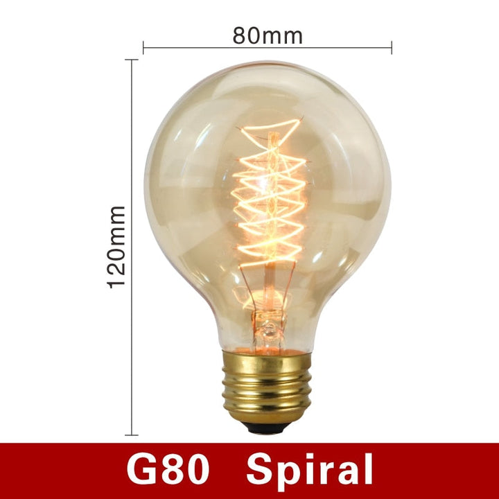 Vintage-style amber light bulbs emitting warm glow, suitable for cozy settings, with filament detail and dimmable feature.
