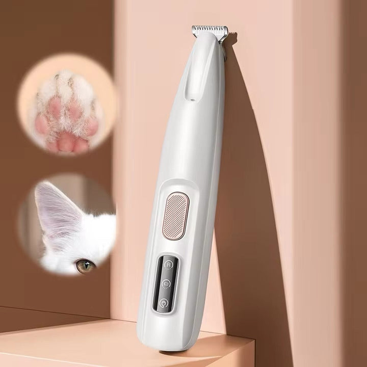 Waterproof pet paw trimmer with ergonomic design, LED light, and USB charging for precise grooming and easy maintenance.