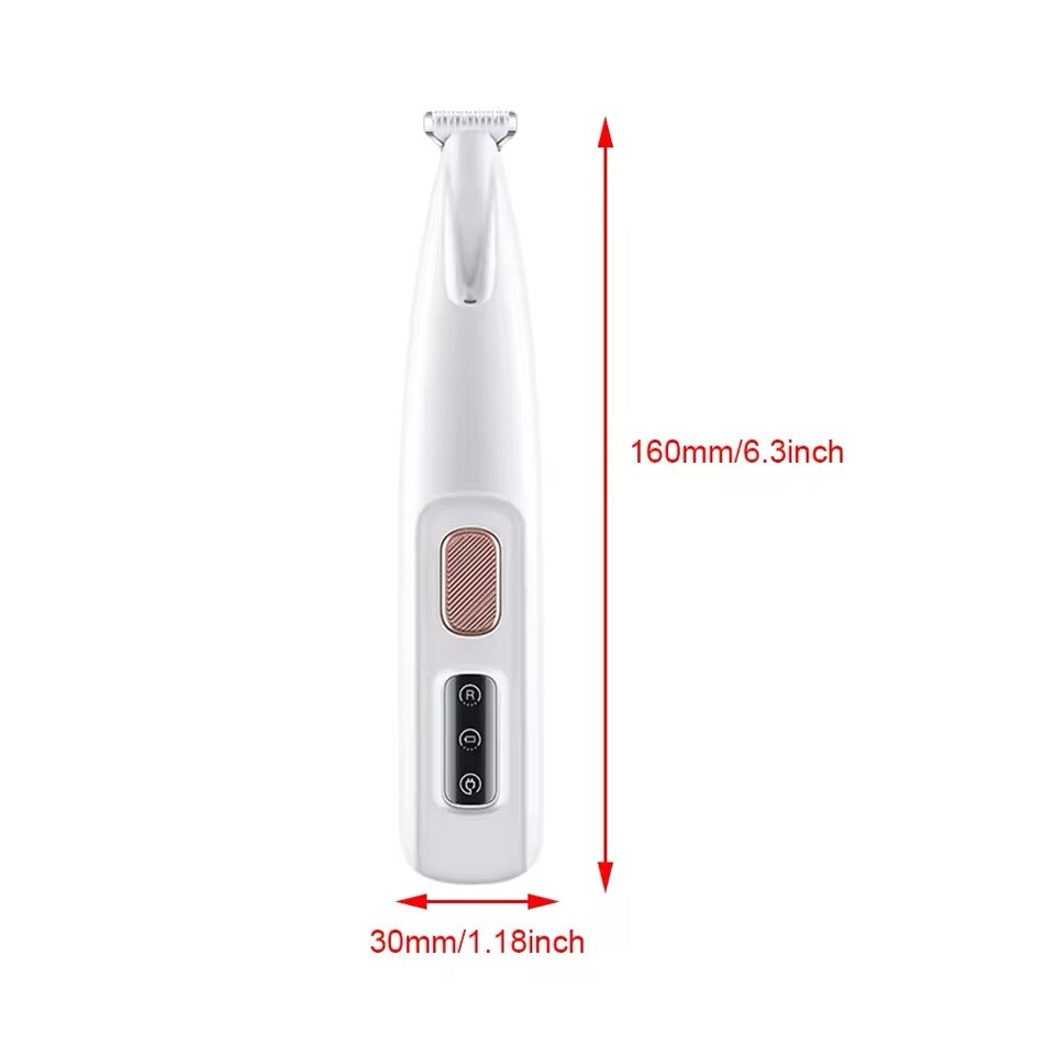 Waterproof pet paw trimmer with ergonomic design, LED light, and USB charging for precise grooming and easy maintenance.