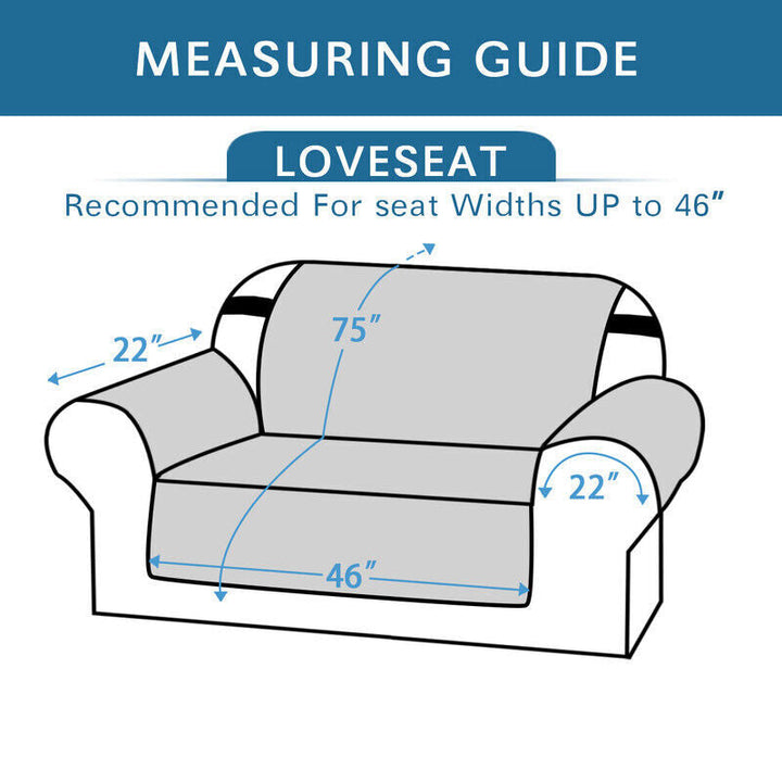 "Water-repellent non-slip reversible sofa cover protecting couch from spills and stains with pet sitting on it"