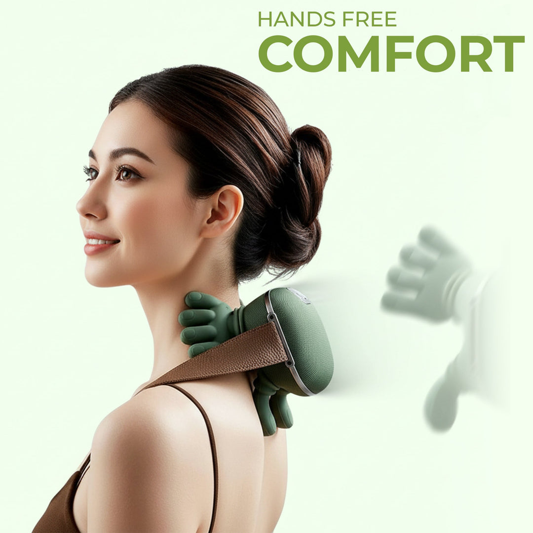 Wireless heated neck massager with 4D kneading, sleek pillow design; provides targeted neck and shoulder pain relief.