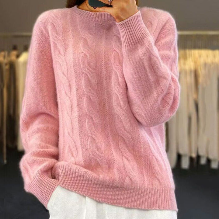 "Women's Debbie wool sweater, soft knit, beige, cozy warmth, classic and stylish design for fashion-forward winter wear."