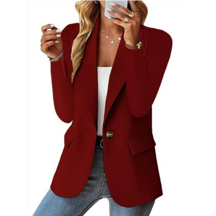 Women's Leah Elegant Blazer, tailored fit with structured shoulders, clean lapel; versatile for casual or professional outfit
