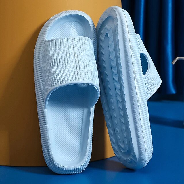 Women's Luxe Platform Cloud Slippers in vibrant hues with cushioned soles, non-slip design for indoor comfort and style.