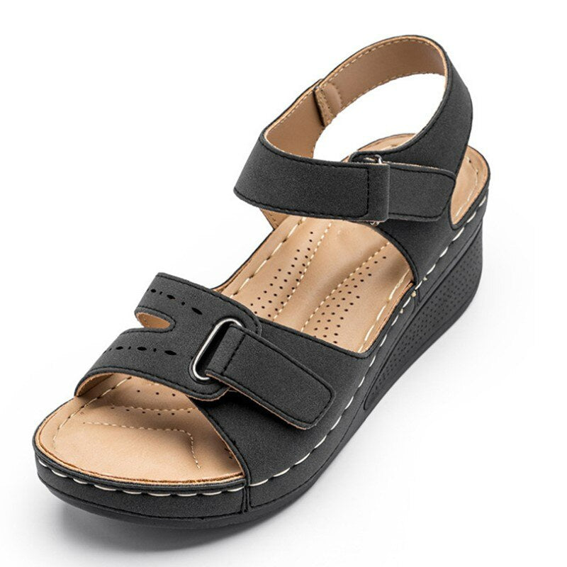Women's cushioned supportive sandals with comfort soles, elegant design, enhanced arch support, available in several colors.