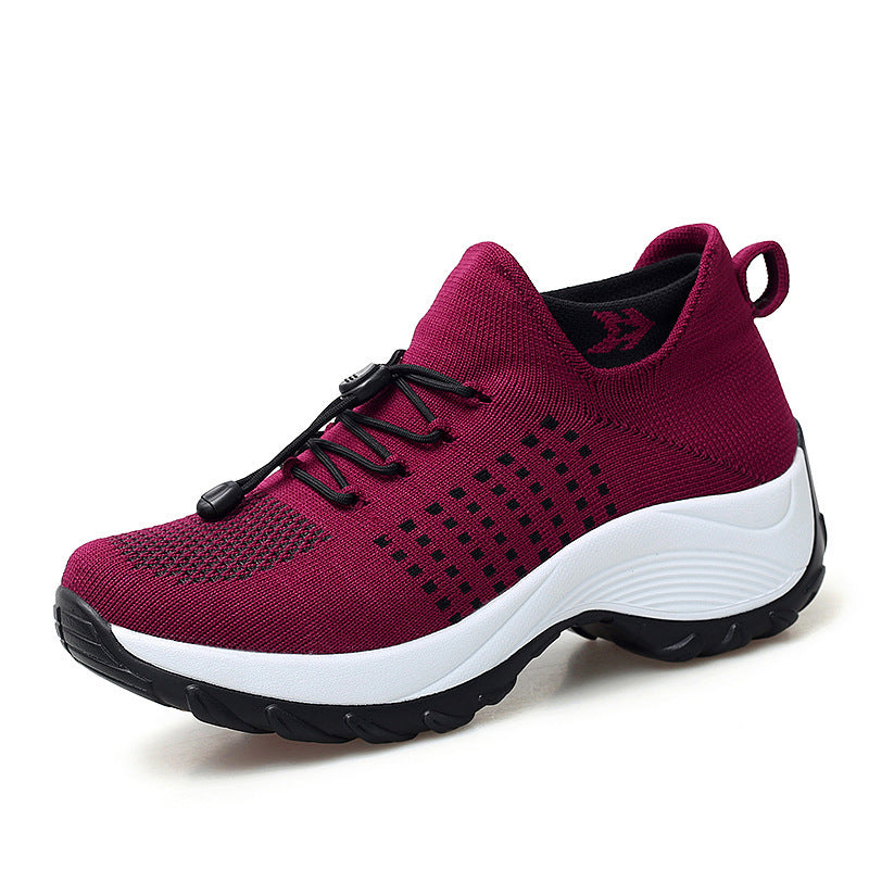 "Women's orthopaedic comfort shoes with contoured footbed, mesh upper in black and purple, providing advanced support."