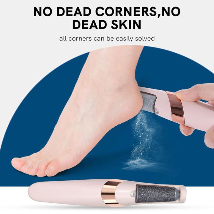 "Women's pink electric foot file with high-speed motor, designed for removing calluses and smoothing feet effectively."