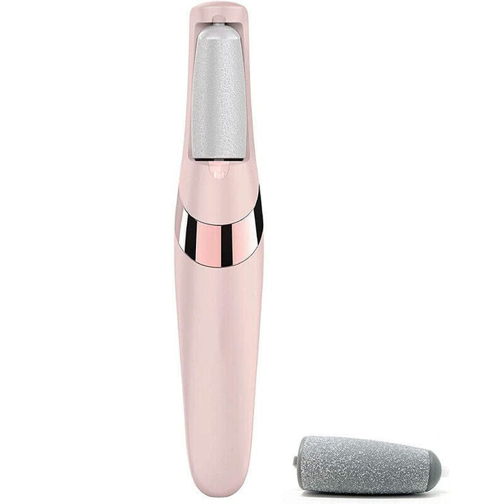"Women's pink electric foot file with high-speed motor, designed for removing calluses and smoothing feet effectively."