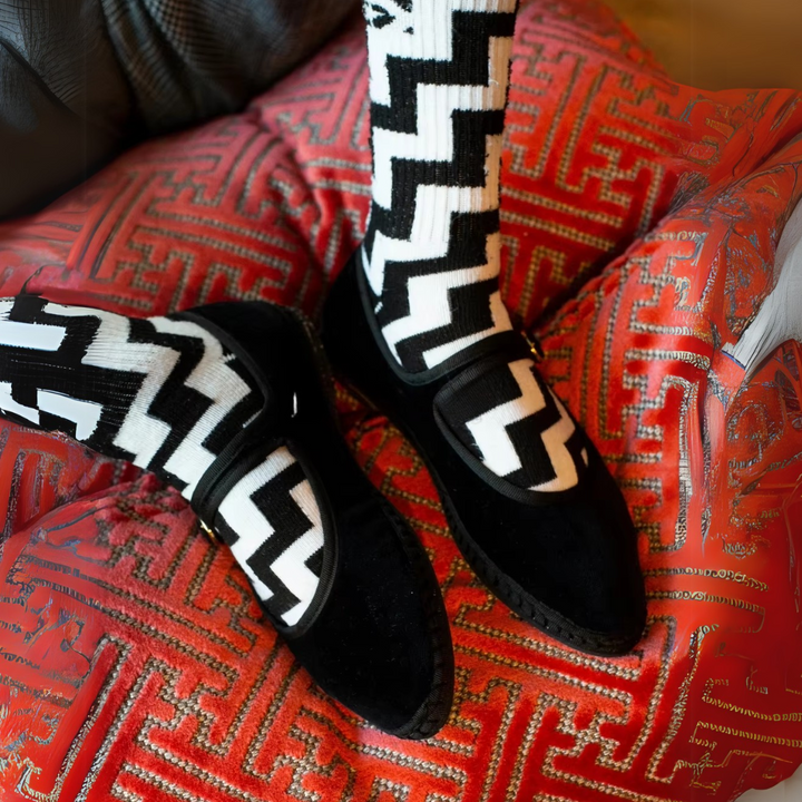 Women's velvet Mary Jane shoes with eco-friendly design, organic cotton exterior, adjustable buckle, and elegant style.