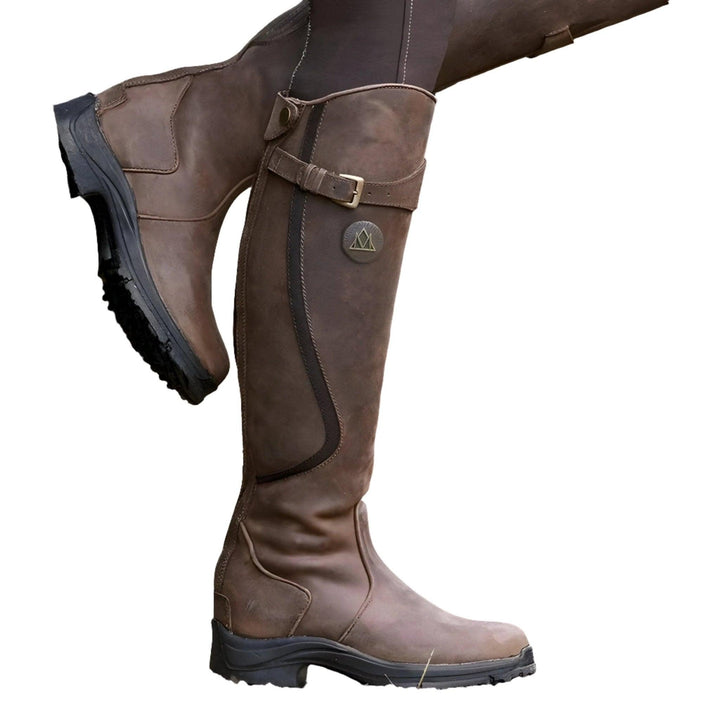 Women's waterproof leather boots with slip-resistant sole, durable build, elegant design, for all-weather comfort and style.