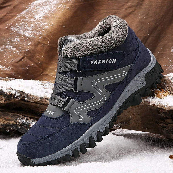 "Women's winter fur lined comfort shoes, cozy with durable sole, perfect for outdoor walking and trekking in cold months."
