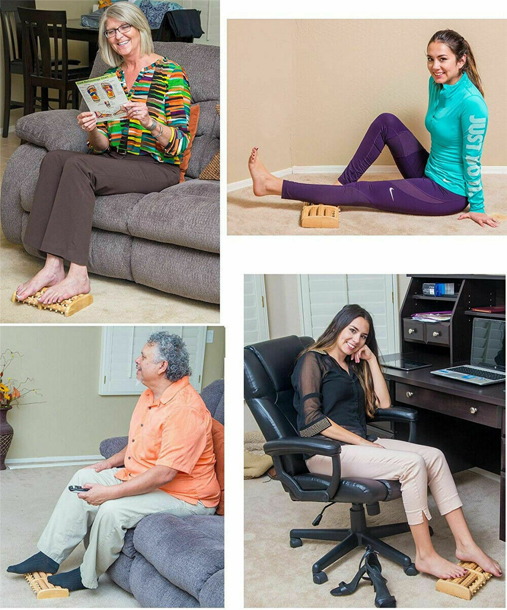 Wooden 5 Roller Foot Massager for pain relief, featuring smooth wooden rollers for acupressure and blood circulation improvem