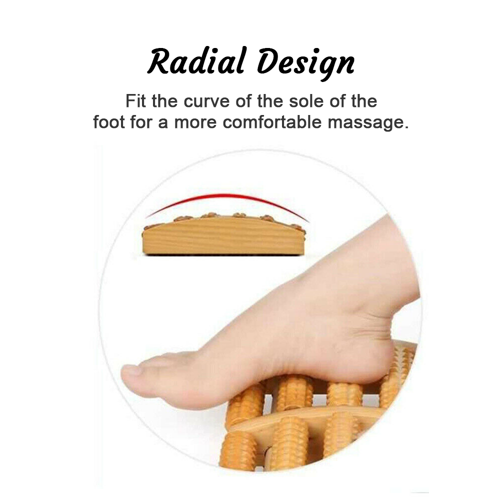 Wooden 5 Roller Foot Massager for pain relief, featuring smooth wooden rollers for acupressure and blood circulation improvem