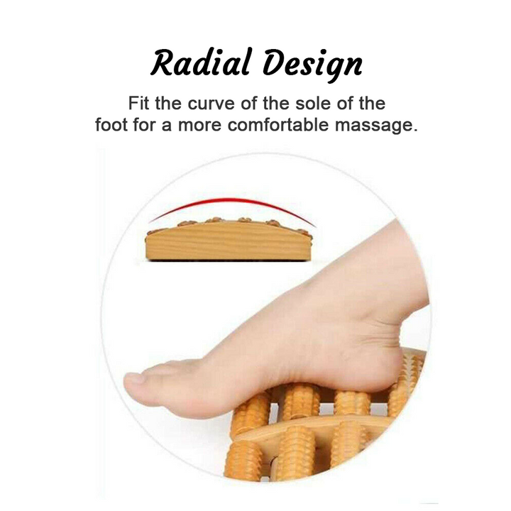 Wooden 5 Roller Foot Massager for pain relief, featuring smooth wooden rollers for acupressure and blood circulation improvem
