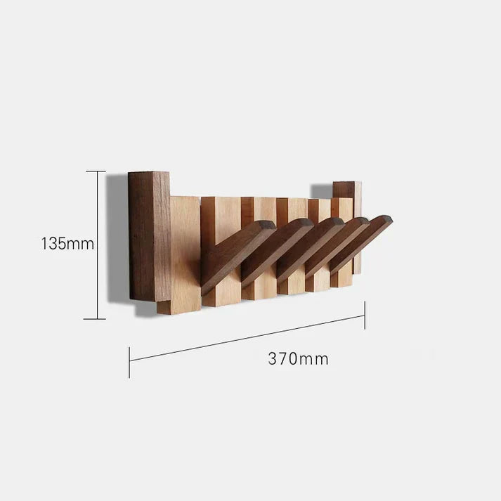 "Wooden piano coat rack with elegant piano-key design, made from beech and walnut wood, stylish home decor and organizer."