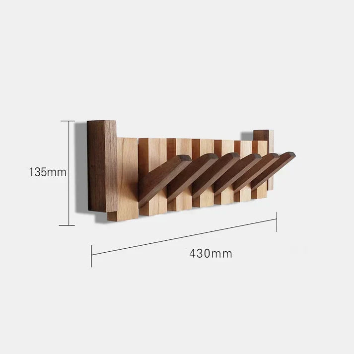 "Wooden piano coat rack with elegant piano-key design, made from beech and walnut wood, stylish home decor and organizer."