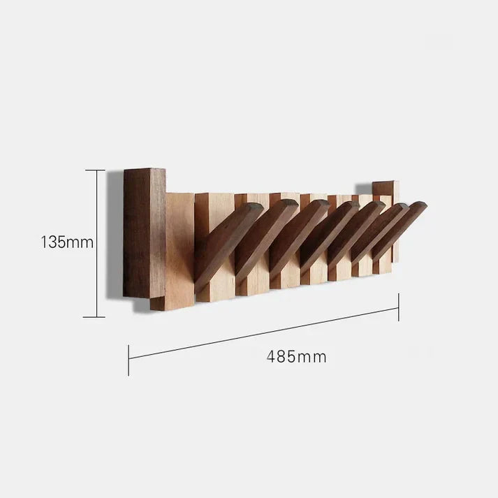 "Wooden piano coat rack with elegant piano-key design, made from beech and walnut wood, stylish home decor and organizer."