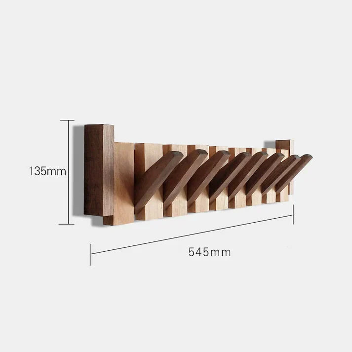 "Wooden piano coat rack with elegant piano-key design, made from beech and walnut wood, stylish home decor and organizer."
