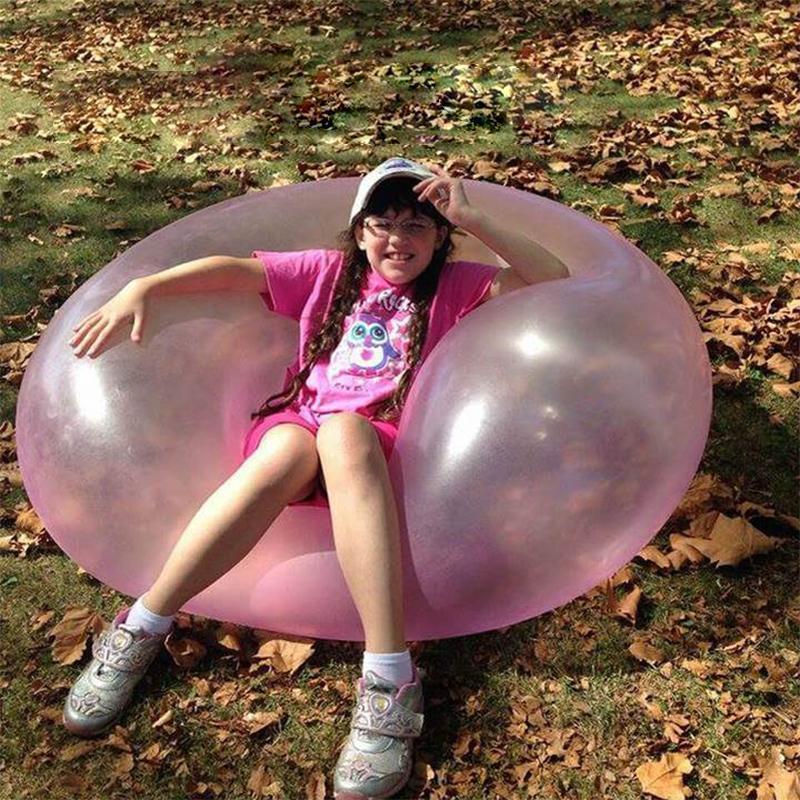 Close-up of the durable material of the giant inflatable water bubble ball, built for active play.