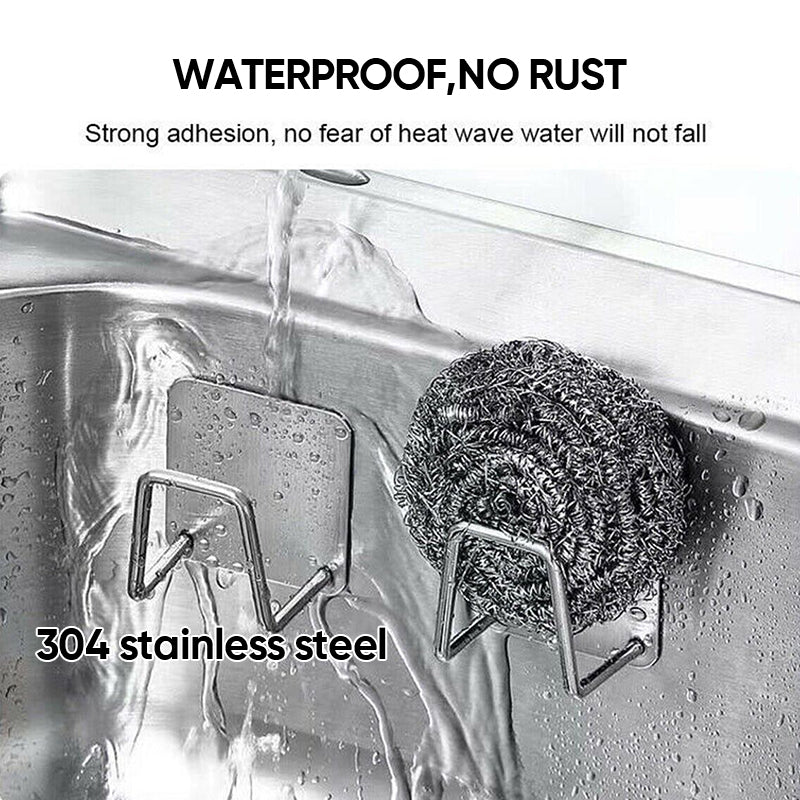 Stainless steel sponge holder, a modern sink organizer that adheres to kitchen or bathroom surfaces
