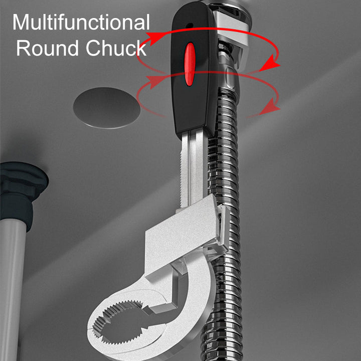 Durable aluminum alloy adjustable wrench for various bathroom faucet and pipe sizes.