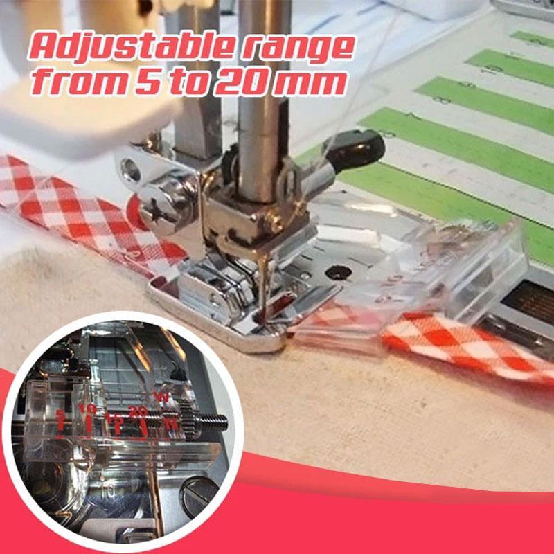 Adjustable Bias Binder Presser Foot, essential sewing accessory for neat bias binding on garments & crafts