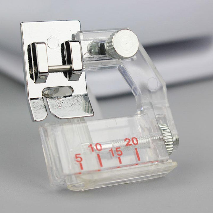 Adjustable Bias Binder Presser Foot, a key sewing accessory for quilters and crafters for flawless finishing