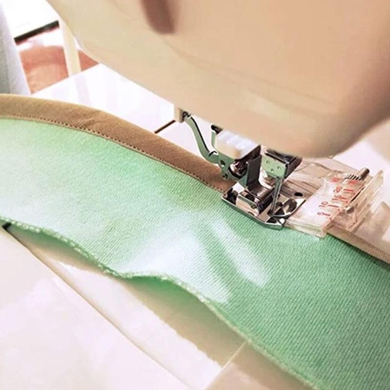 Detailed view of the Adjustable Bias Binder Presser Foot, showing its mechanism for even bias binding sewing