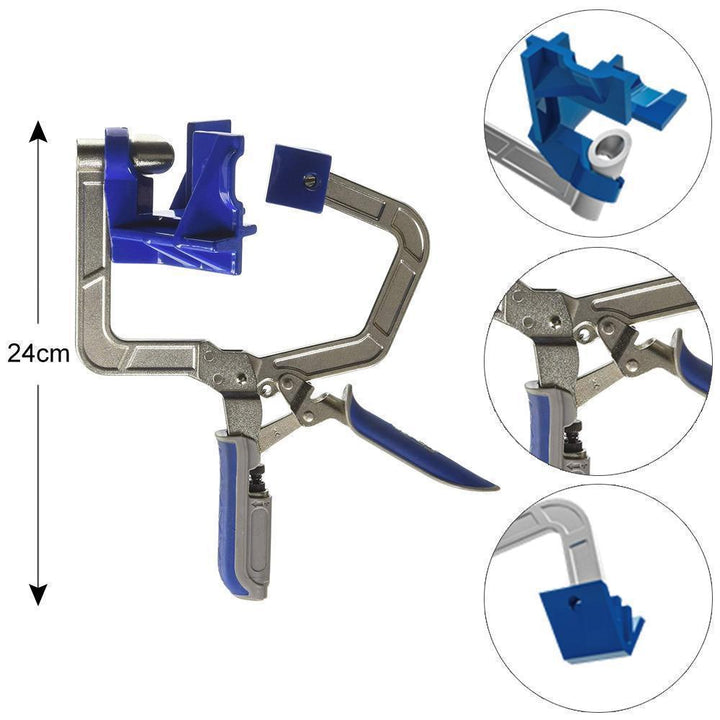 Professional woodworking assembly aid, a corner and T-joint clamp for precise wood alignment and joining
