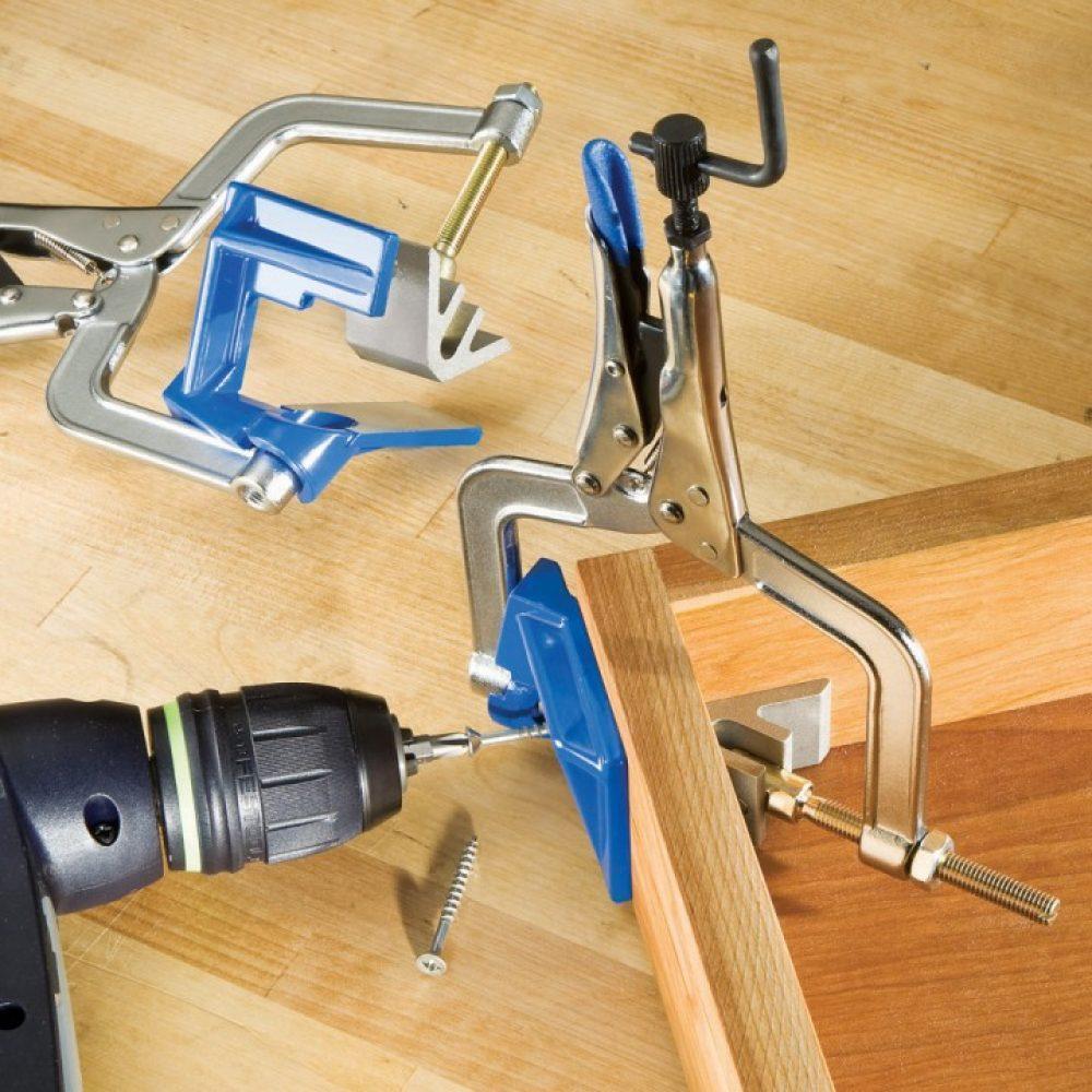 DIY framing clamp for wood projects, offering strong grip for corner and T-joint construction, easy to use