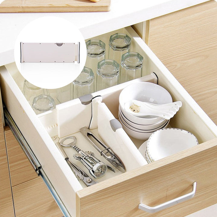 Home organization product: adjustable drawer dividers, perfect for tidying up bathroom essentials