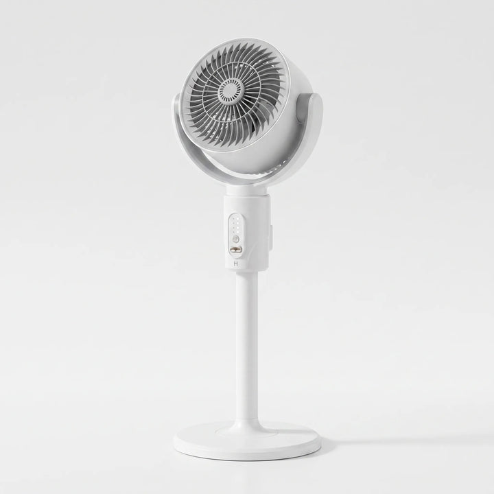 Portable adjustable pedestal fan, perfect for desk or floor cooling in home/office.