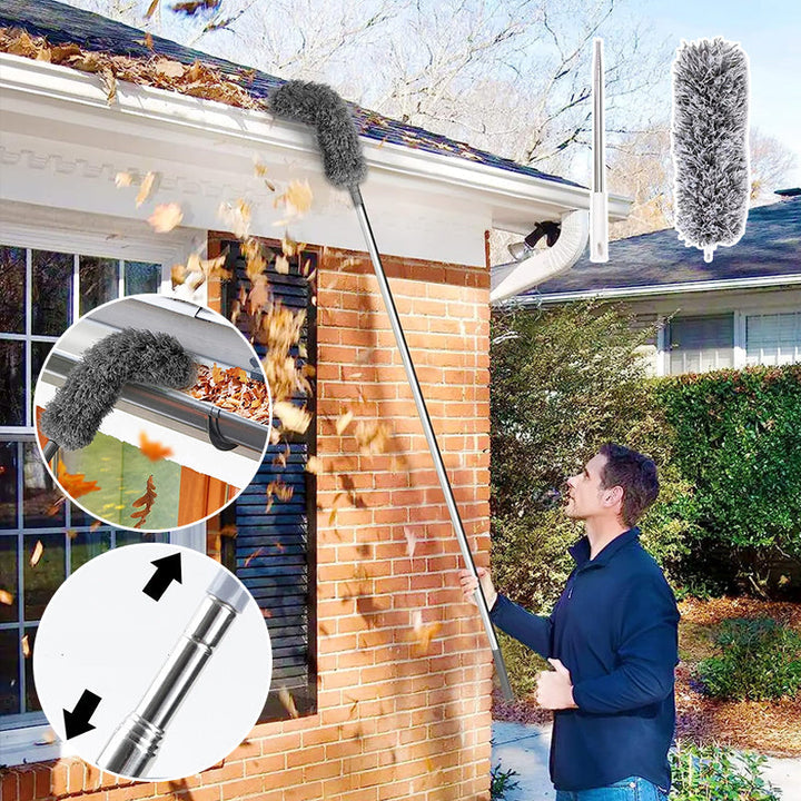 Household cleaning essential: an adjustable microfiber duster with a long, comfortable grip pole.