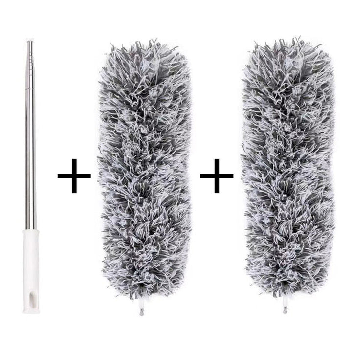 Easy-to-clean microfiber duster head detached from the extendable pole, ready for washing.