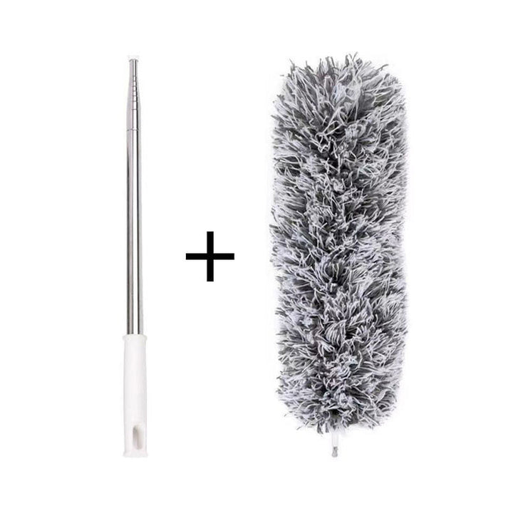 Full kit: extendable duster with extra washable microfiber head for continuous home care.
