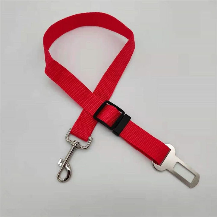 Durable adjustable dog seatbelt harness, keeps pets secure during car road trips.