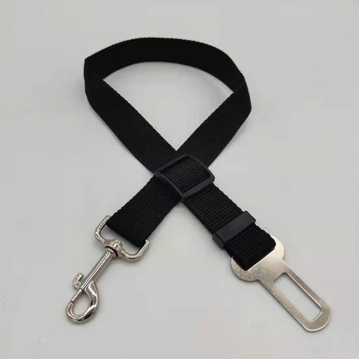 Secure dog travel with an adjustable pet car safety belt, preventing distractions.