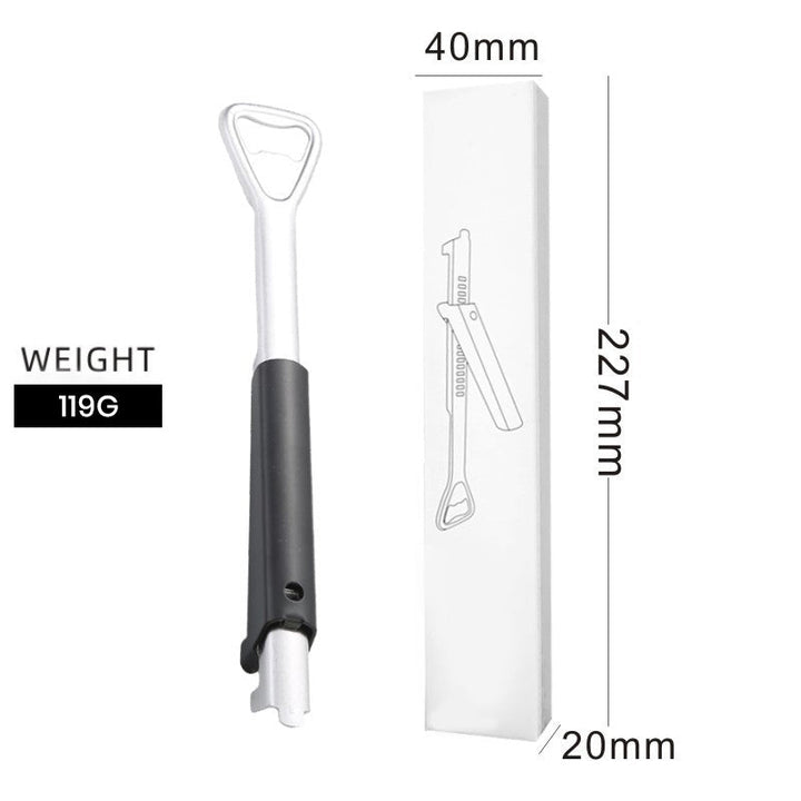 Ergonomic stainless steel opener, a practical kitchen gadget designed for an effortless grip.