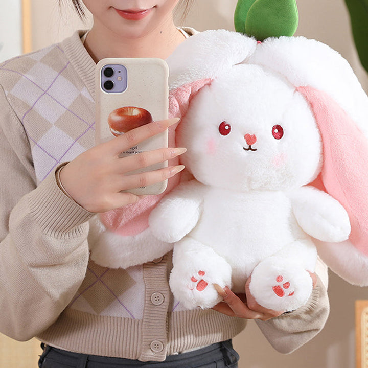 Delightful white bunny toy, super soft and ready for hugs, an ideal kids gift.
