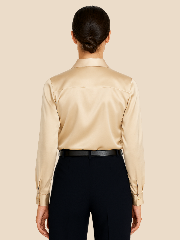 Adriana women's elegant button-up blouse, long sleeve office fashion.