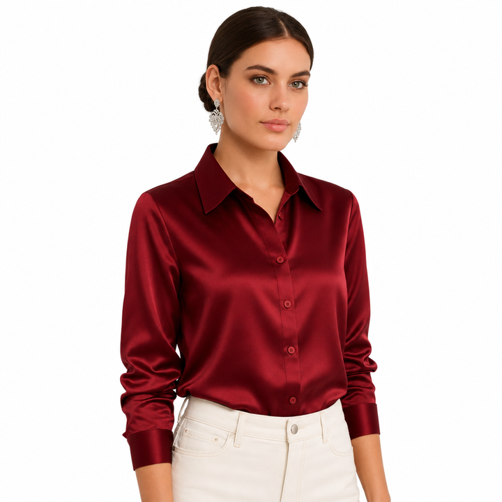 Elegant long sleeve Adriana blouse, ideal for business casual fashion.