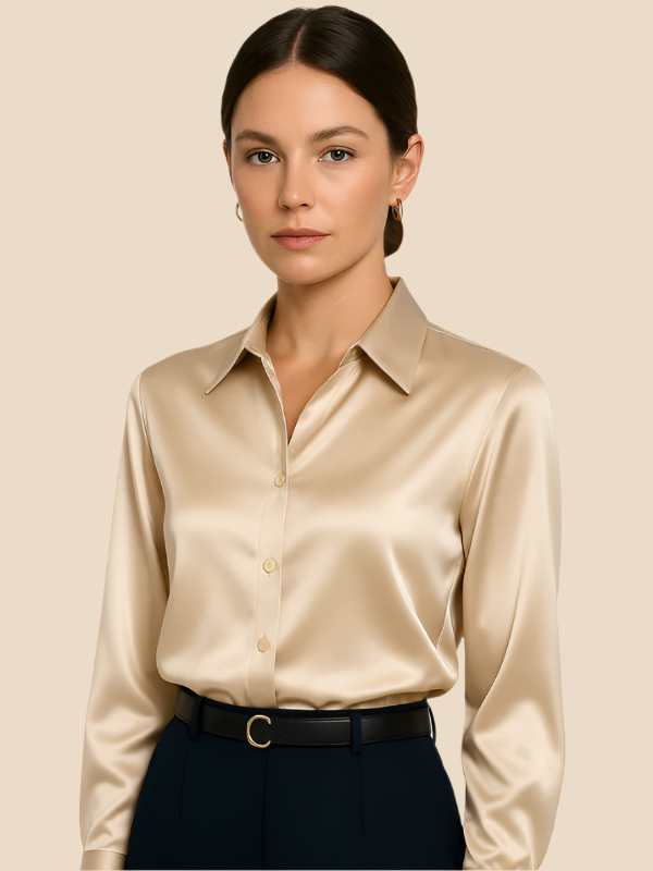 Sophisticated Adriana long sleeve blouse, chic for women's professional wear.
