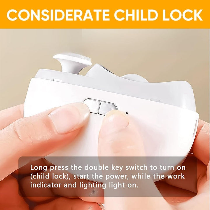 Safety lock electric nail clippers, ideal for precise and clean nail trimming for sensitive hands