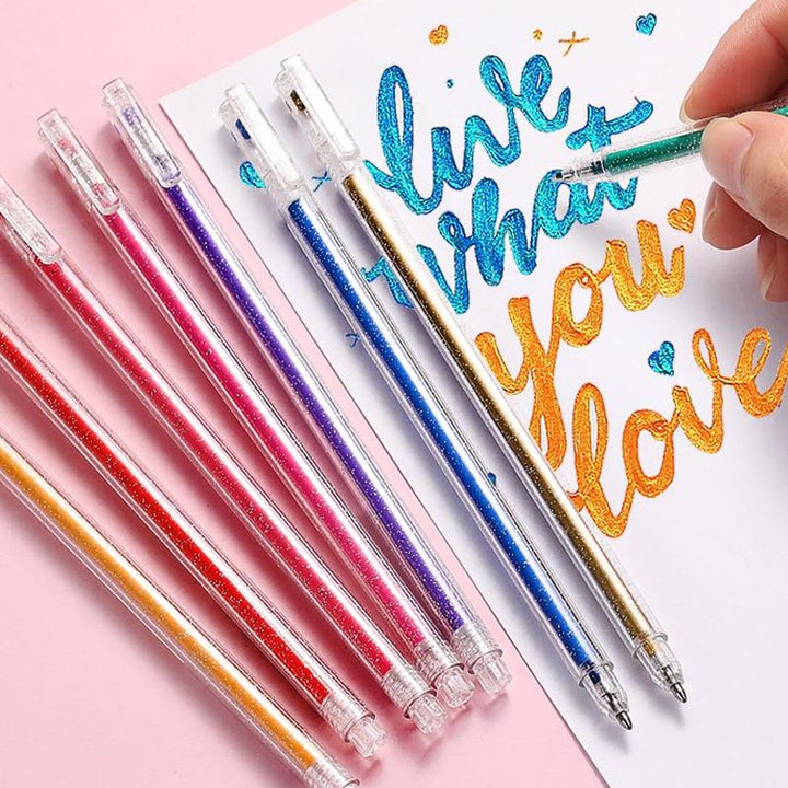 Adult Coloring Book Glitter Gel Pen Set, 24 vibrant sparkling colors for creative arts & crafts